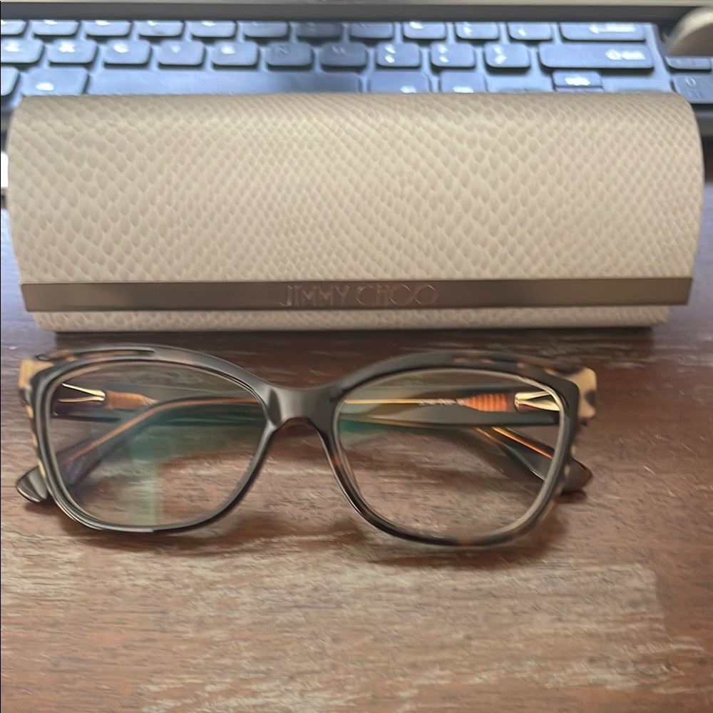 Jimmy Choo JC 146 PUU Animal Havana Brown tortoise eyeglasses w/python logo case